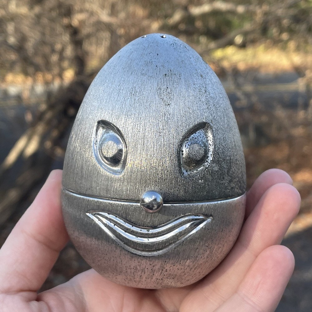 Mid-Century Modern Vintage Napier Silverplate Humpty Dumpty Baby Powder
