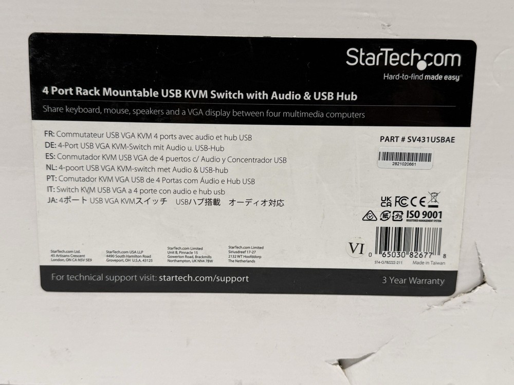 StarTech.com SV431USBAE 4 Port USB VGA KVM Switch w/ AC adapter