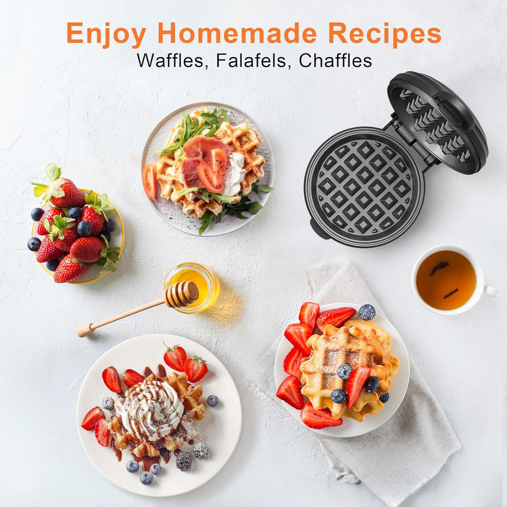 Mini Waffle Maker, 4" Chaffle Maker, Compact Design, Easy to Clean