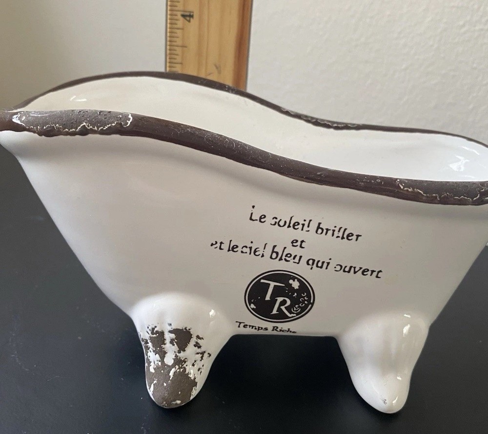 Decorative Ceramic Planter With Whimsical Bathtub Design
