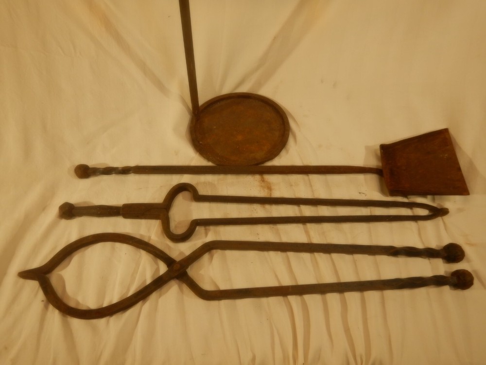 Brutalist Hand Wrought Fire Place Tools And Stand