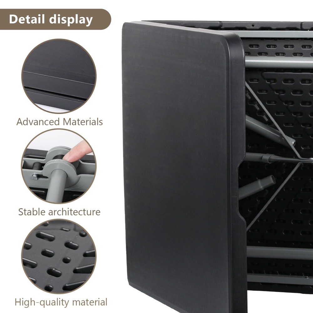 6ft Folding Table with Carry Handle, Portable Heavy Duty Plastic Utility Tabl...