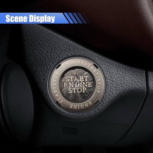 Rotary Push Start Button Cover, Stylish Metal Car Engine Start Stop Titanium