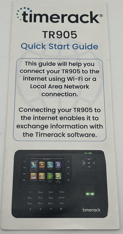 TIMERACK TR905 BIOMETRIC FINGERPRINT TIME ATTENDANCE CLOCK
