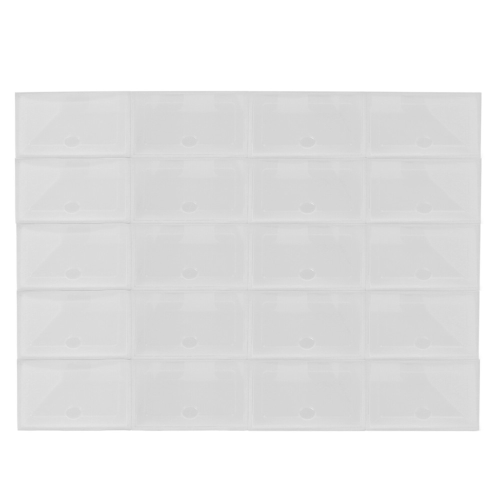 20Pcs Plastic Shoes Storage Box Stackable Display Case Sneaker Organizer Case