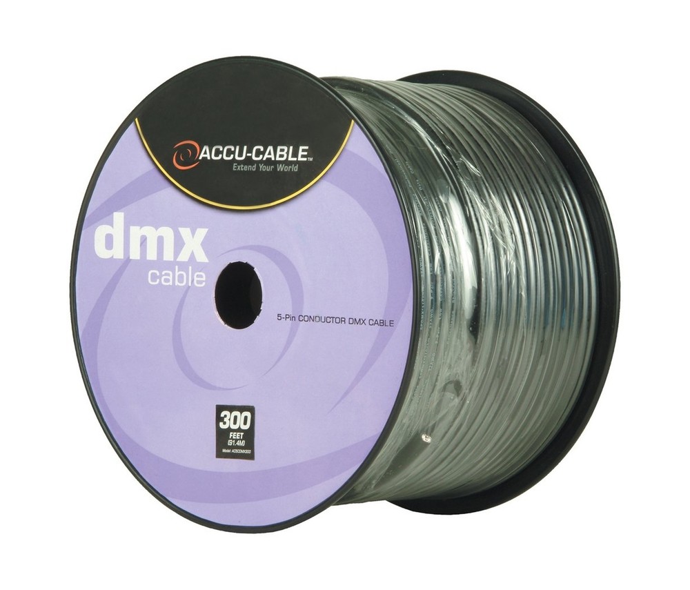Accu Cable, DMX Stage Light Cable, 5 Pin DMX Extension Cable Spool (300 FT)
