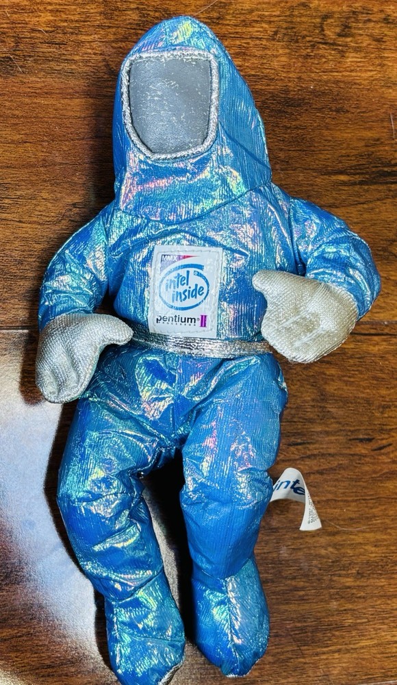 2 Vtg Intel Inside Pentium II Spaceman Plush Bunny People Computer Tech 1997