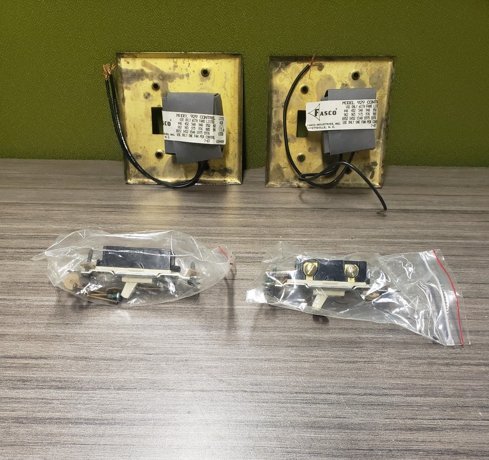 4 - Fasco 929WS 4 Speed Control with Light Switch & Brass Wall Mounting Bracket