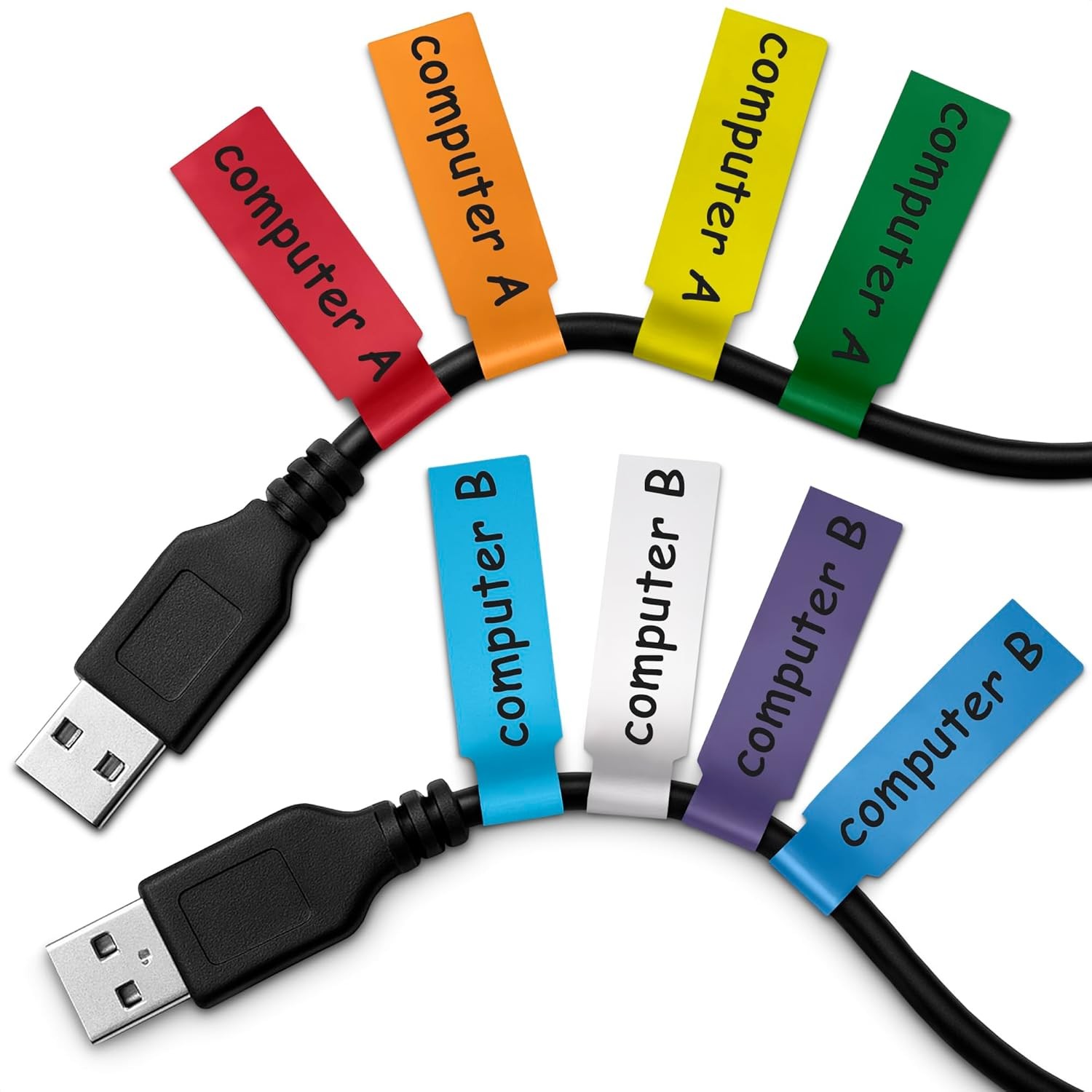 240 PCS Cable Labels Tags for Management – 8 84 × 26 mm, Multicolor