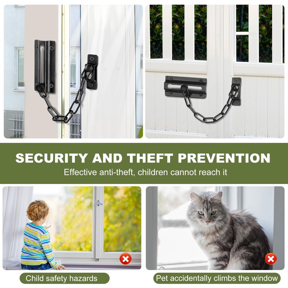Fitoon 2 Pack Door Chain Lock Black, Security for Inside Door,...