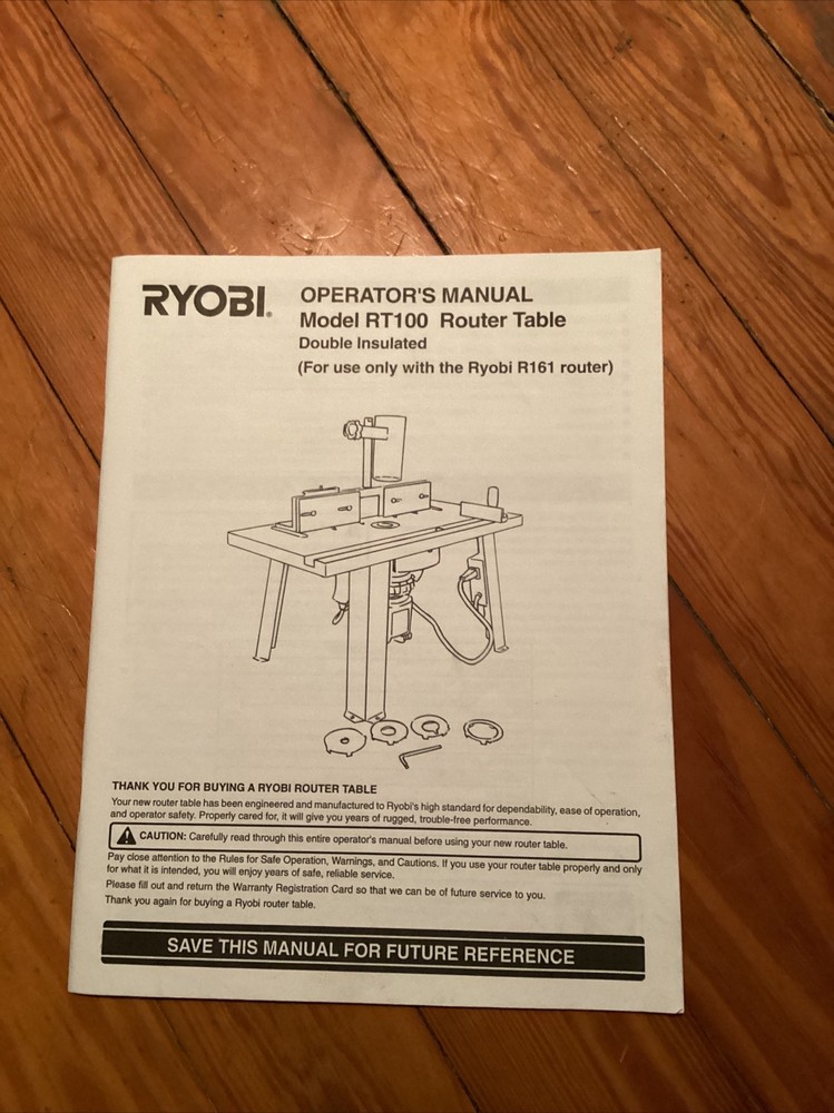 Ryobi model Router Table RT 100 operators manual