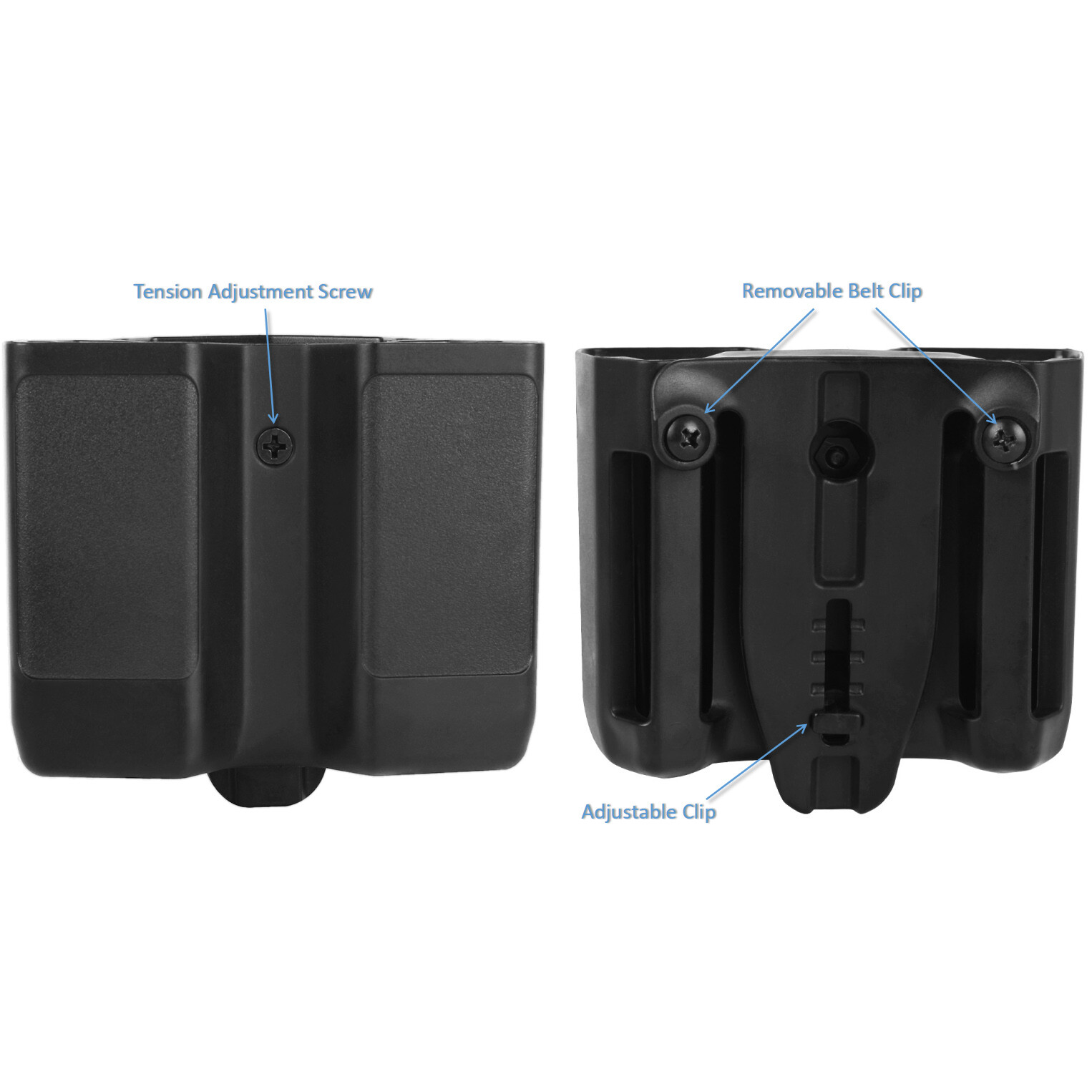 Double Stack Magazine Pouch Belt Mag Holster for 9mm /.40 cal /.357 Black