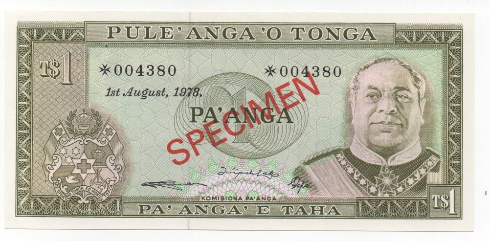 TONGA 1 PA'ANGA 1978 PICK 19 SPECIMEN UNC