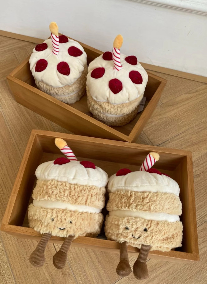 Jellycat Birthday Cake Plush Toy Amuseables Cute Soft Stuffed Toy with Dust Bag