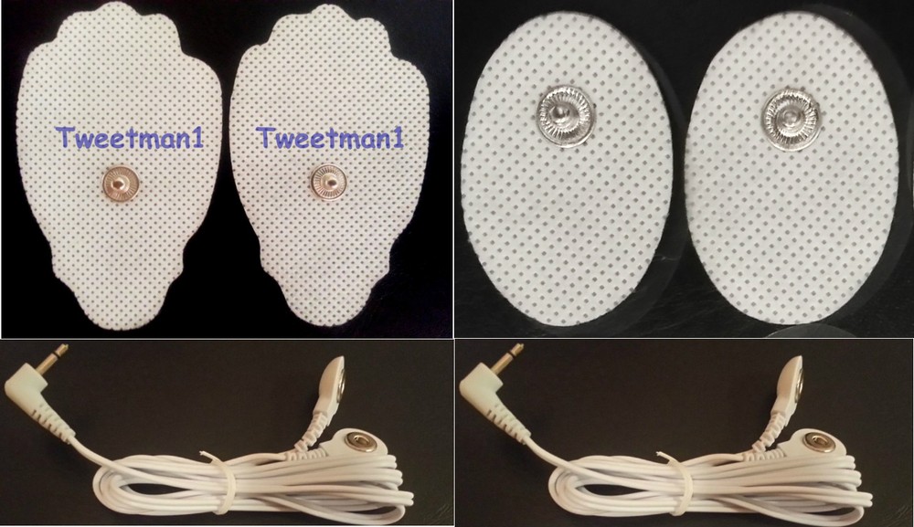 +BONUS!+ REPLACEMENT ELECTRODE MASSAGE PADS LARGE (20)+(2) 2.5MM LEAD CABLES
