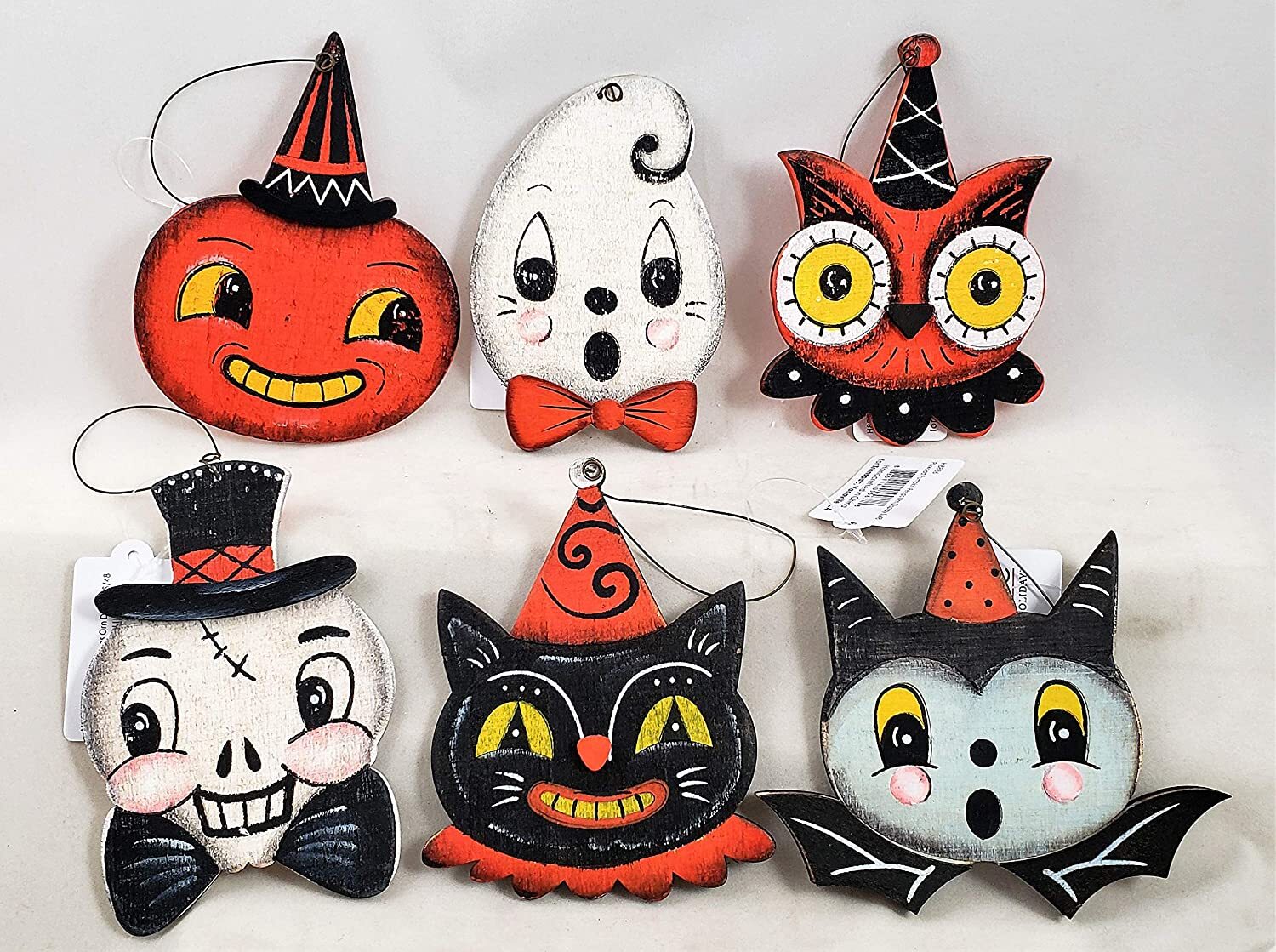 Transpac Imports - Johanna Parker - Pumpkin Pals Set of 6 Wood Ornaments - H8836