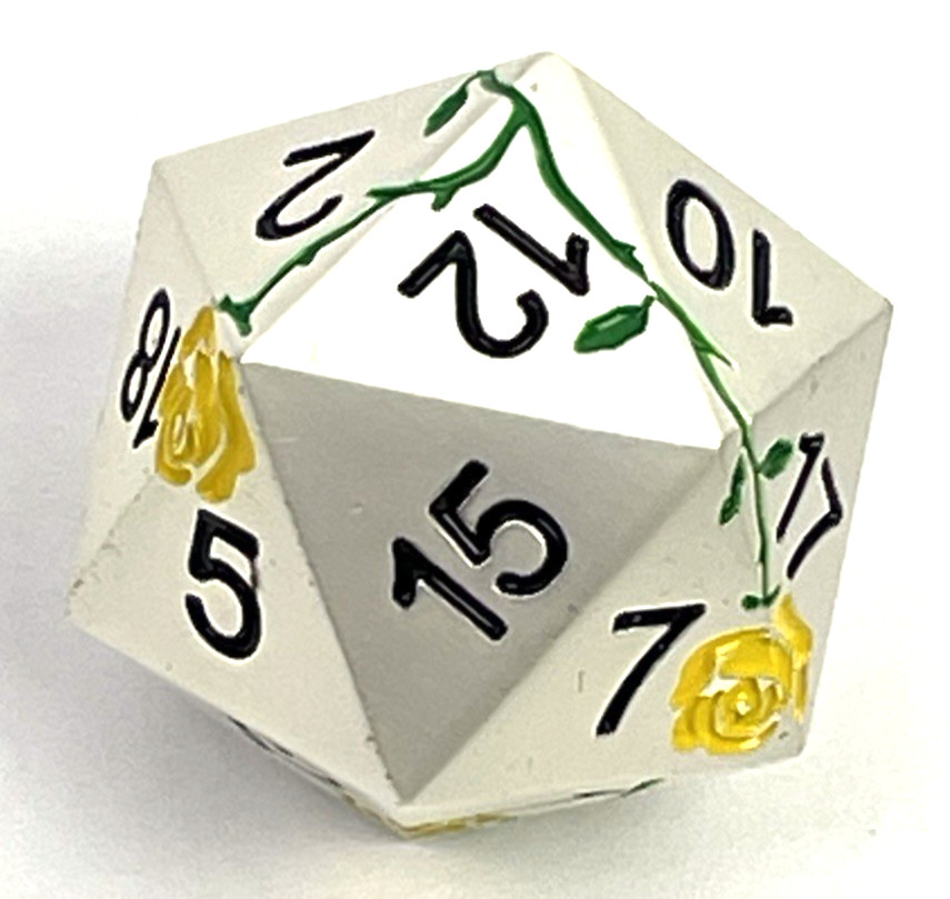 Dice Set Gray Yellow Flower