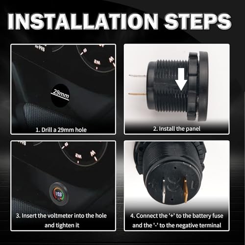 Volt Meter 12 Volt with LED Digital Display Panel,12V DC Battery Voltage Black