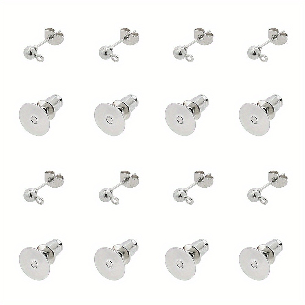 1box Earring Making with Iron Ball Stud Earring Findings Flat Round Blank Peg