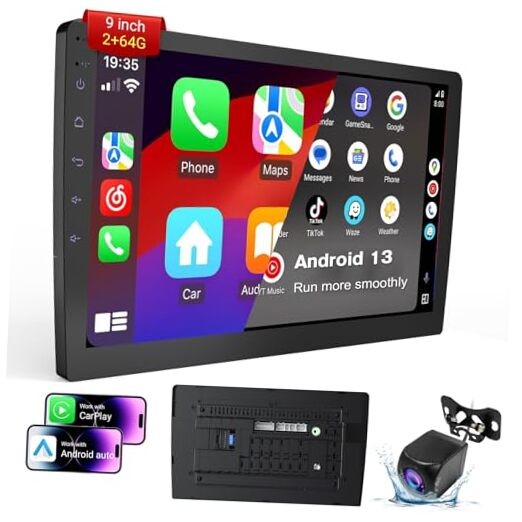 Wireless Double Din Car Stereo with 9" HD Touchscreen | CarPlay & Android Auto