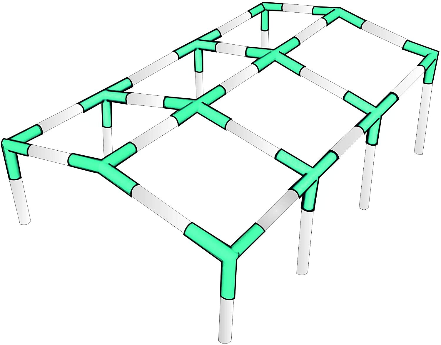 Carport Canopy Frame Fittings Kit 1-3/8" Low Peak Frame Connectors Set, 8 Legs