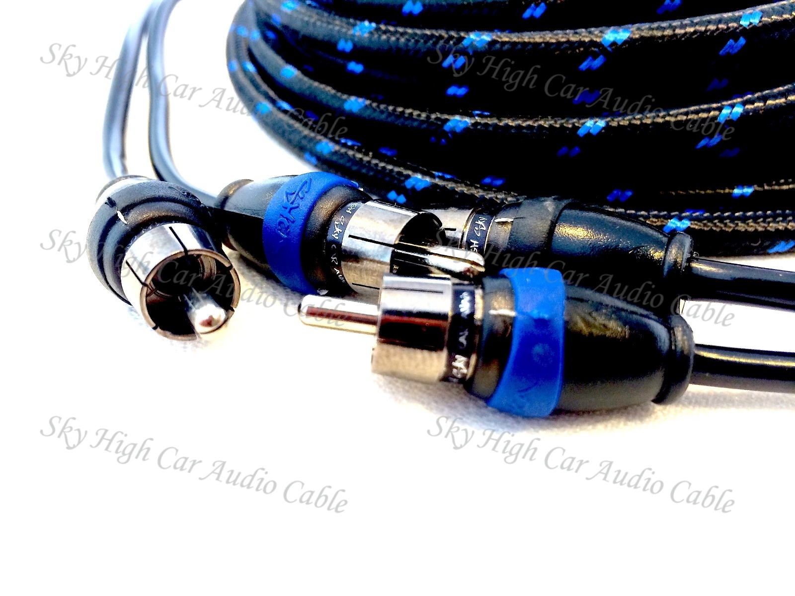 Sky High Car Audio 2 Channel 12 ft RCA Cables Triple Shield Nylon Coated 12'