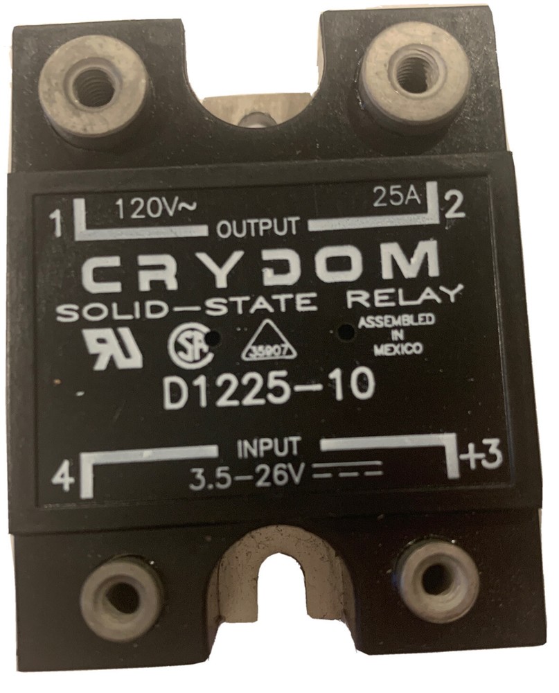 Crydom D1225-10 Solid-State Relay, 3-32VDC, 25A, Instantaneous Turn-On