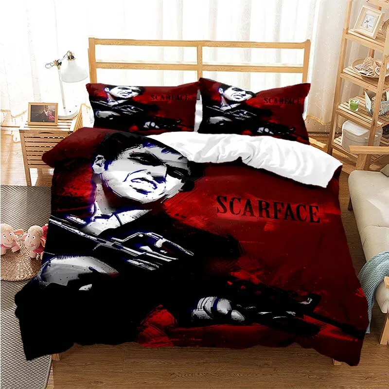Tony Montana Scarfaces Bedding Set Duvet Cover Pillowcase Bed Kids Adult Home