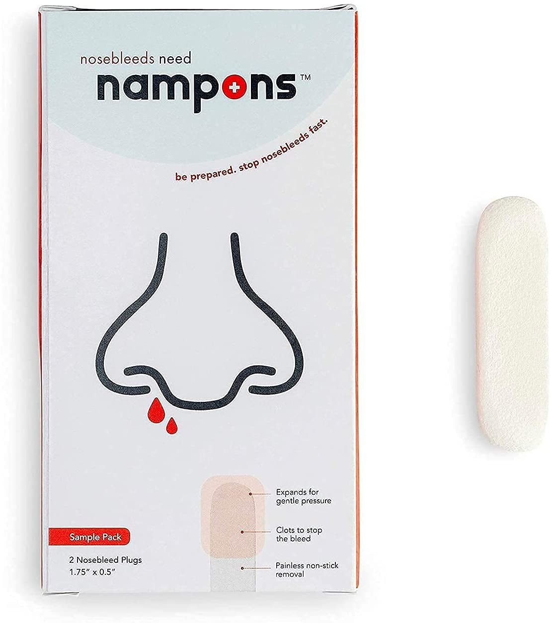 Nampons Nosebleed Plugs - 24 Ct with Clotting Agent, Fast Relief, Medical Grade