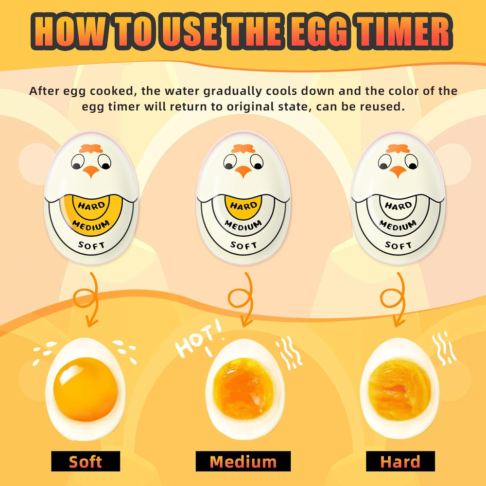 Egg Timer for Hard Boiled Eggs Soft Boiled Color Changing Indicator Tells When E