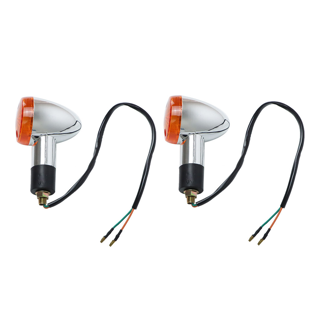 2x Light Motorcycle Amber Chrome Front Rear Turn Signal Blinker Indicator