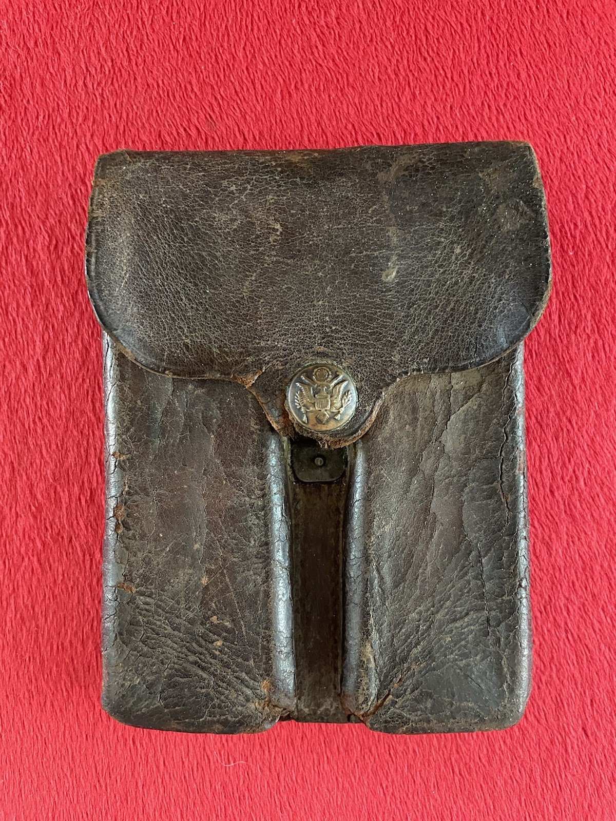 WWI US Army .45 Ammo Pouch R.I.A. 1913 Rimless Eagle Snap Colt Leather Magazine