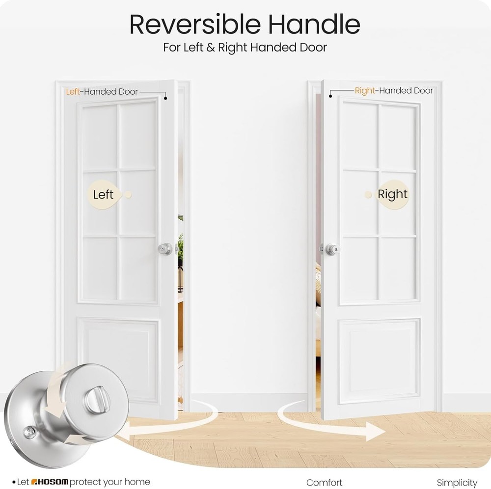HOSOM Door Knobs with Lock and Key, Keyed Entry 2 Pack, Satin Nickel