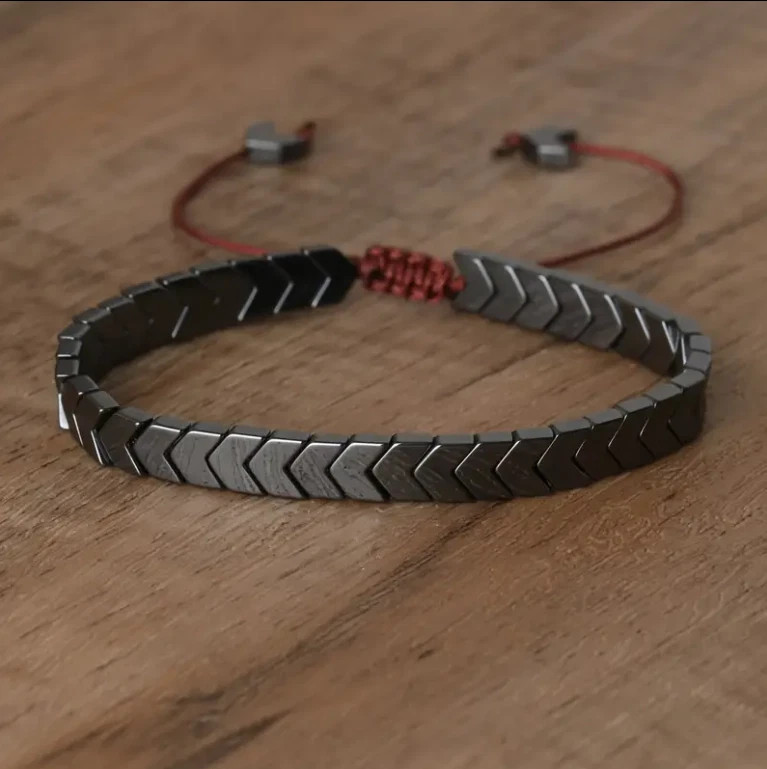 Hematite Bracelet Natural Black Adjustable Healing Men Women Reiki