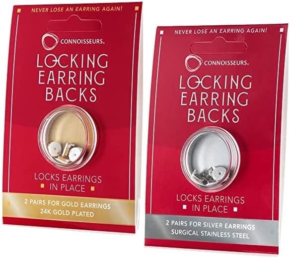 CONNOISSEURS Locking Earring Backs - Hypoallergenic Gold