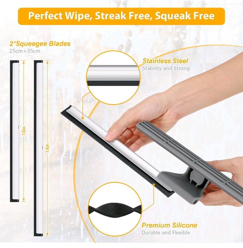 62" Professional Window Cleaning Kit With Squeegee, Mop and Duster.