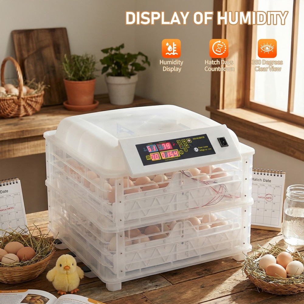 96 Eggs Digital Incubator Fully Automatic Turning Humidity Control Chicken Duck