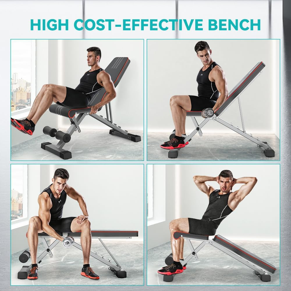 Adjustable/Foldable Weight Bench, 660LBS Home Gym Workout Bench Lifting Sit-Up E