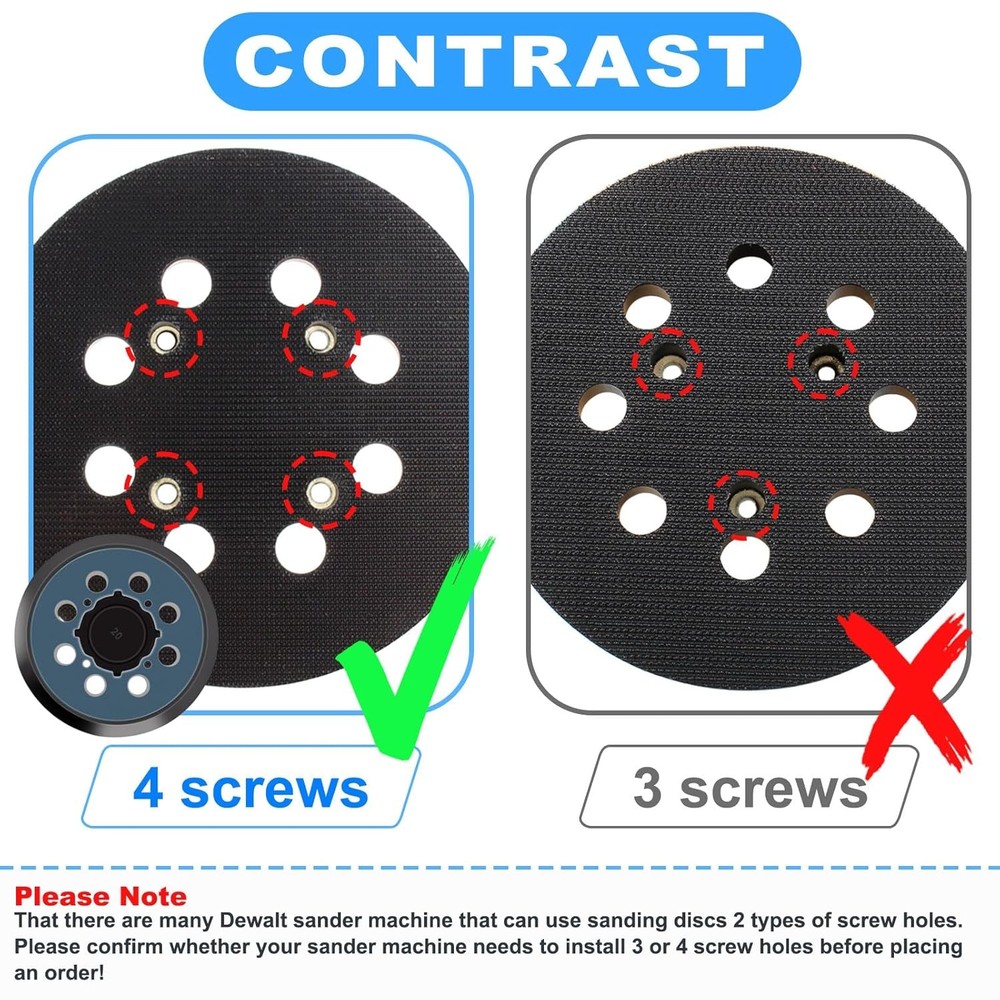 2 Pack 5" 4-Screw Orbital Sander Pad Replacement Hook Loop for DWE64233 N329079