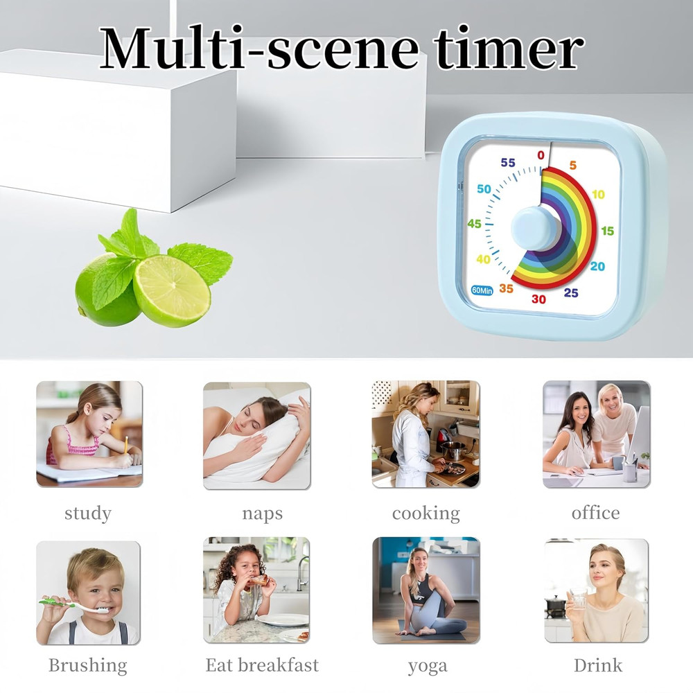 Kids Visual Timer Cute Rainbow - 60 Minute Countdown Timer Time Management for K