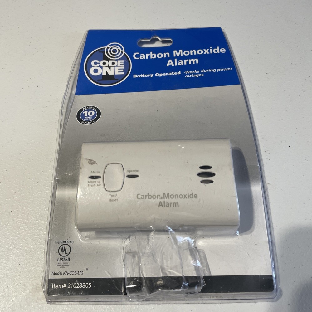 Code One Carbon Monoxide Alarm Detector Battery Powered Open NO Batteries