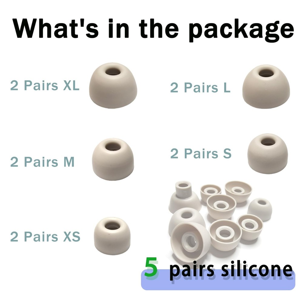 Replacement Ear Tips Extra-small/Small/Medium/Large/Extra-large, Quicksand