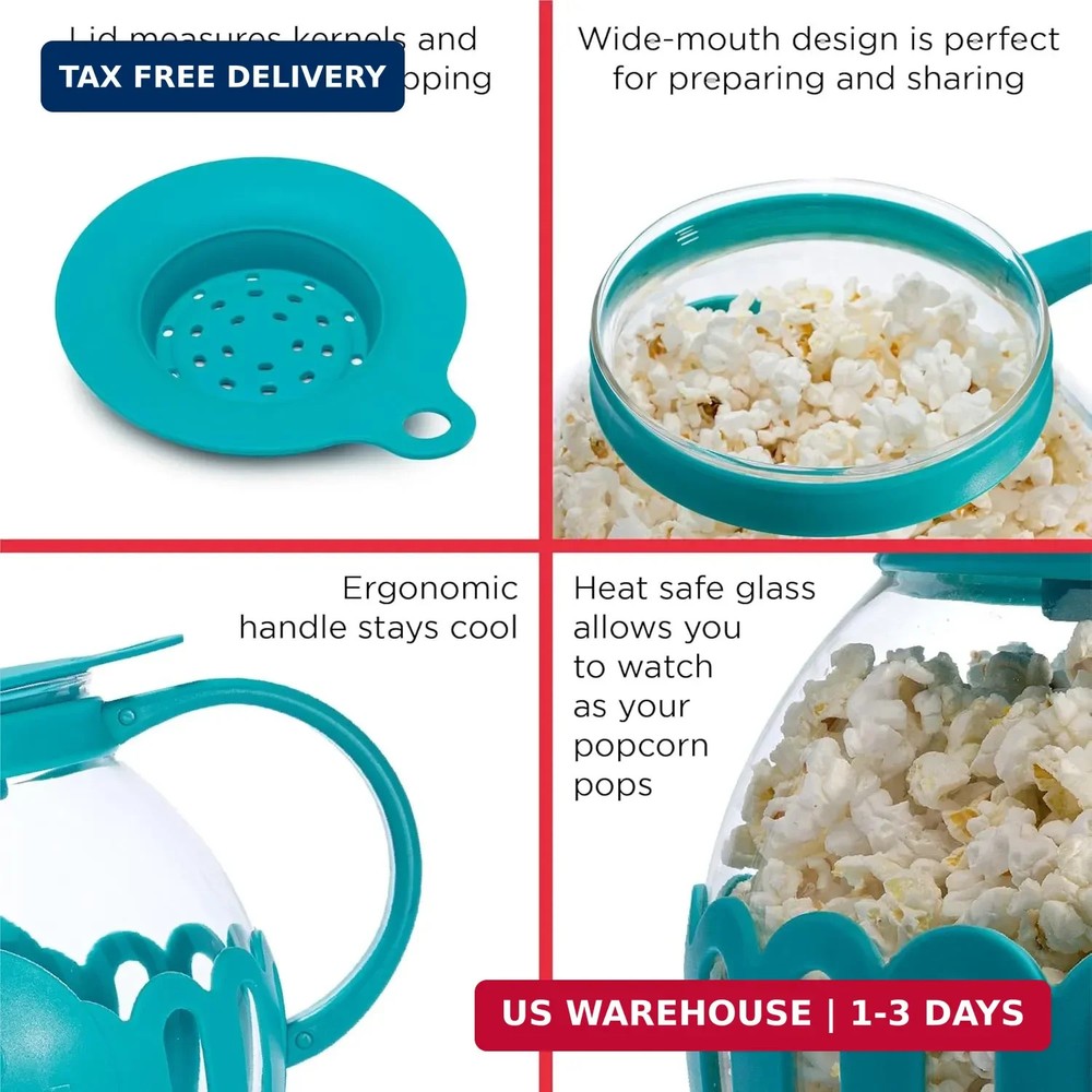 Ecolution Patented Micro-Pop Microwave Popcorn Popper with Temperature Safe Glas