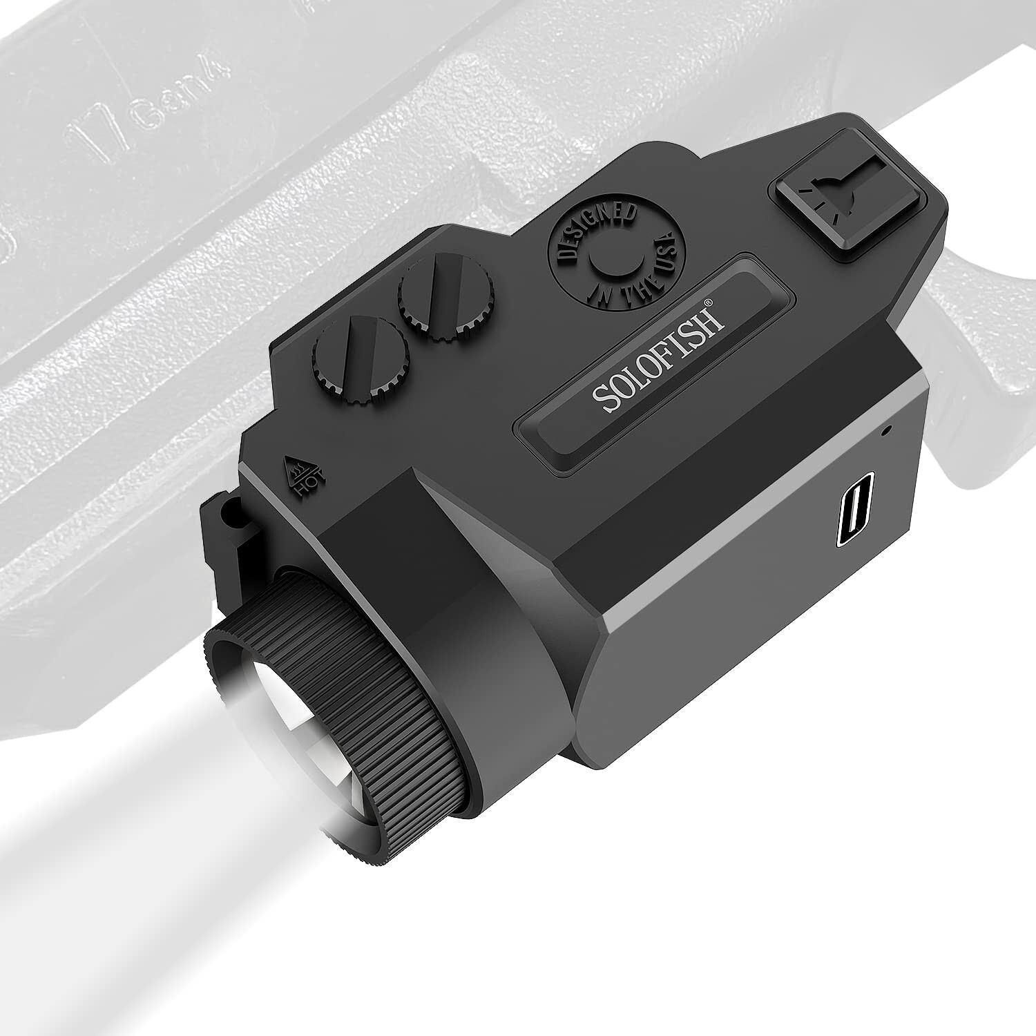 SOLOFISH 650 Lumen Rechargeable Tactical Flashlight for Pistol Handgun Picatinny