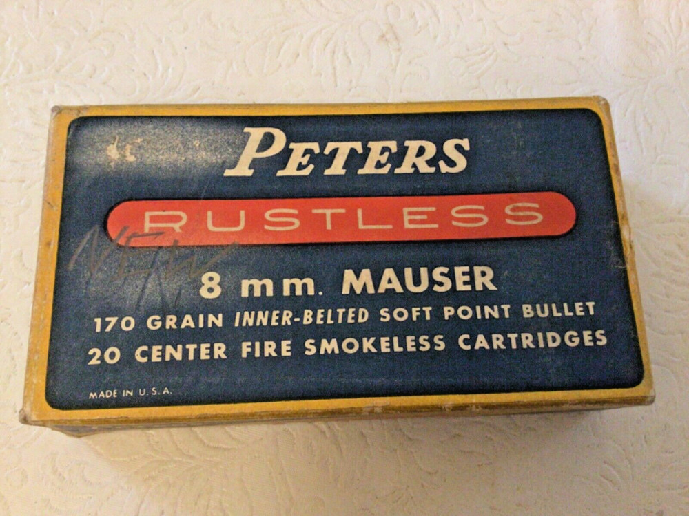 Vintage  Peters Rustless  8mm Mauser Cartridge Box