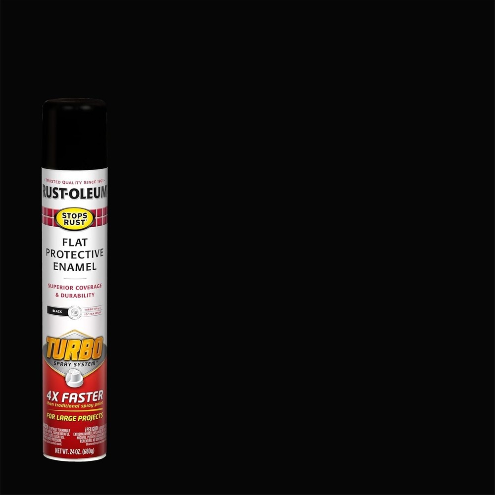 Rust-Oleum 376298-6PK Stops Rust Turbo Spray System Spray Paint, 24 oz, Flat Bla