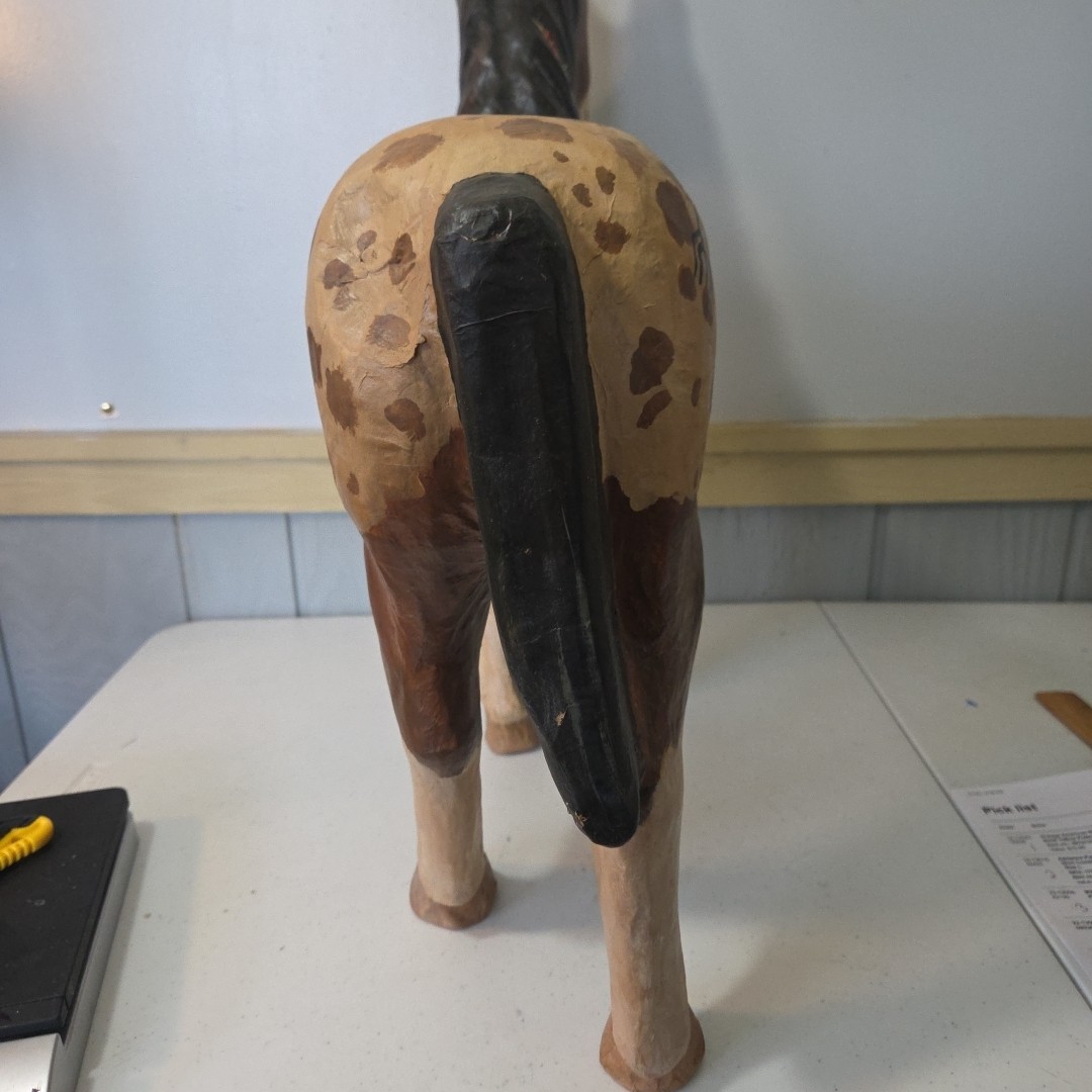 Vintage Paper Mache Spotted Blanket Appaloosa Horse Statue Indian Native