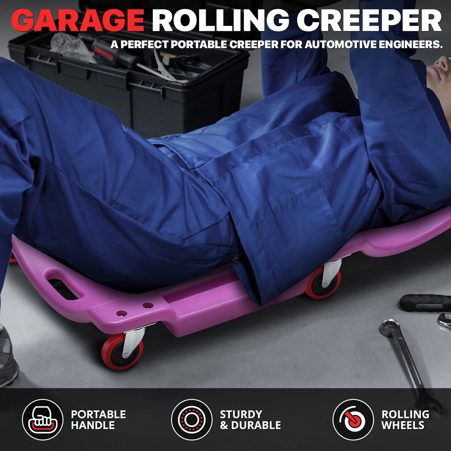 Low Profile 36" Rolling Garage Mechanic Repair Creeper w/6 Swivel Casters Purple