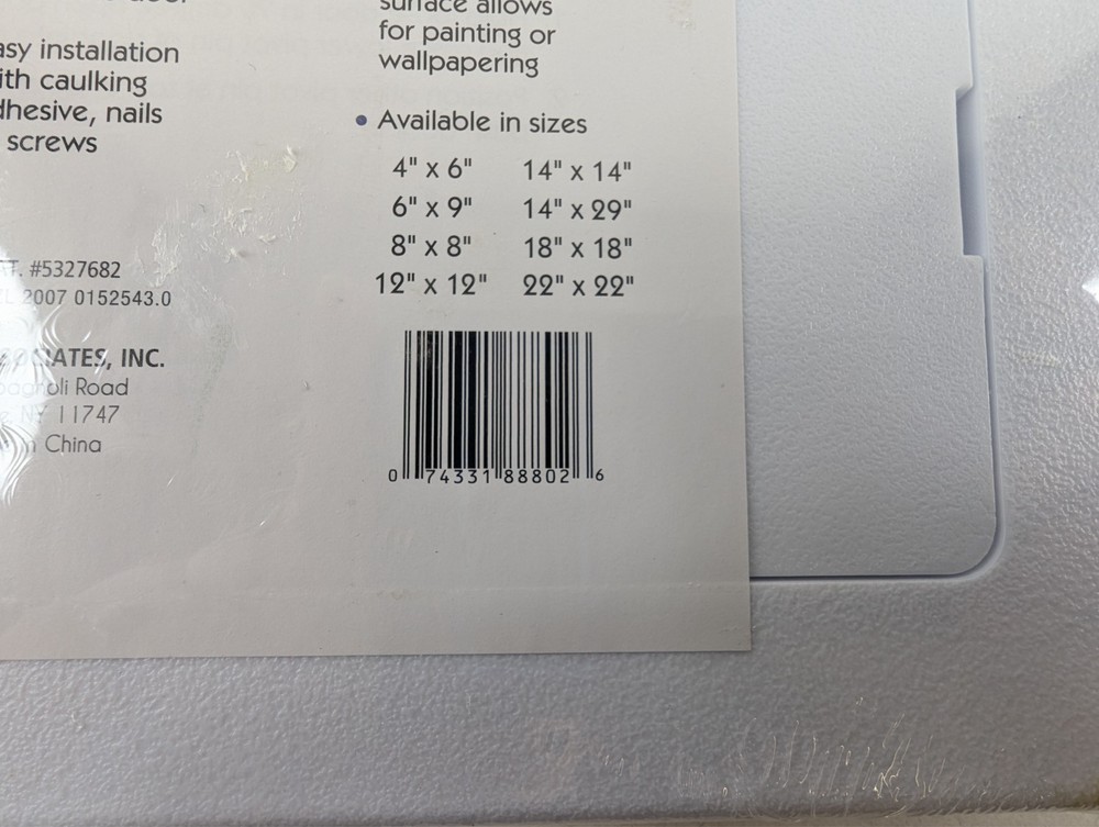 Karp Access Door Panel 8x8 Plastic Handi Panel HA88 Easy Install New
