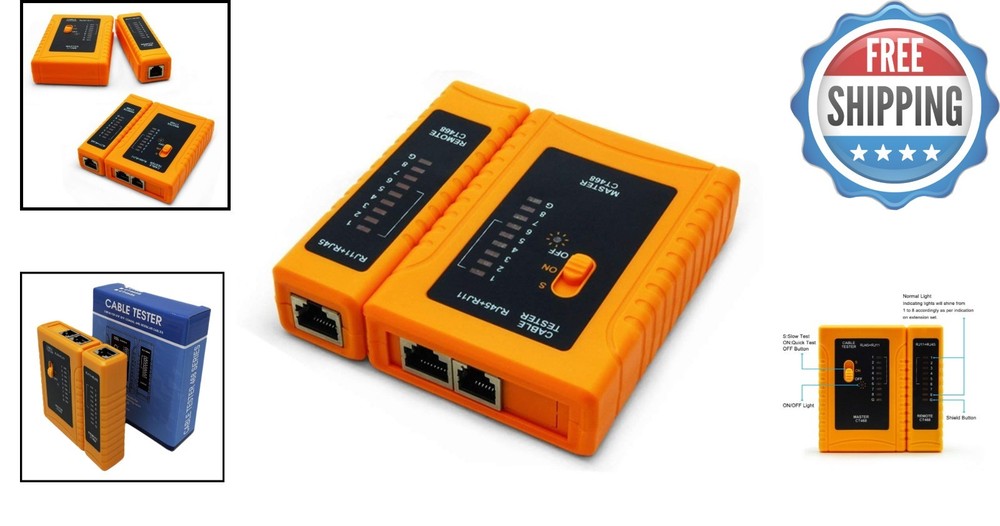 Battery-Powered RJ11/RJ45 Cable Tester - Essential Tool for Network Reliability
